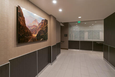 A large fine art photograph by Adam Schallau in a corporate space.