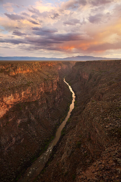 Sunset over the Rio Grande Gorge near Taos, New Mexico. This section of the river is now part of the Rio Grande del Norte National Monument.