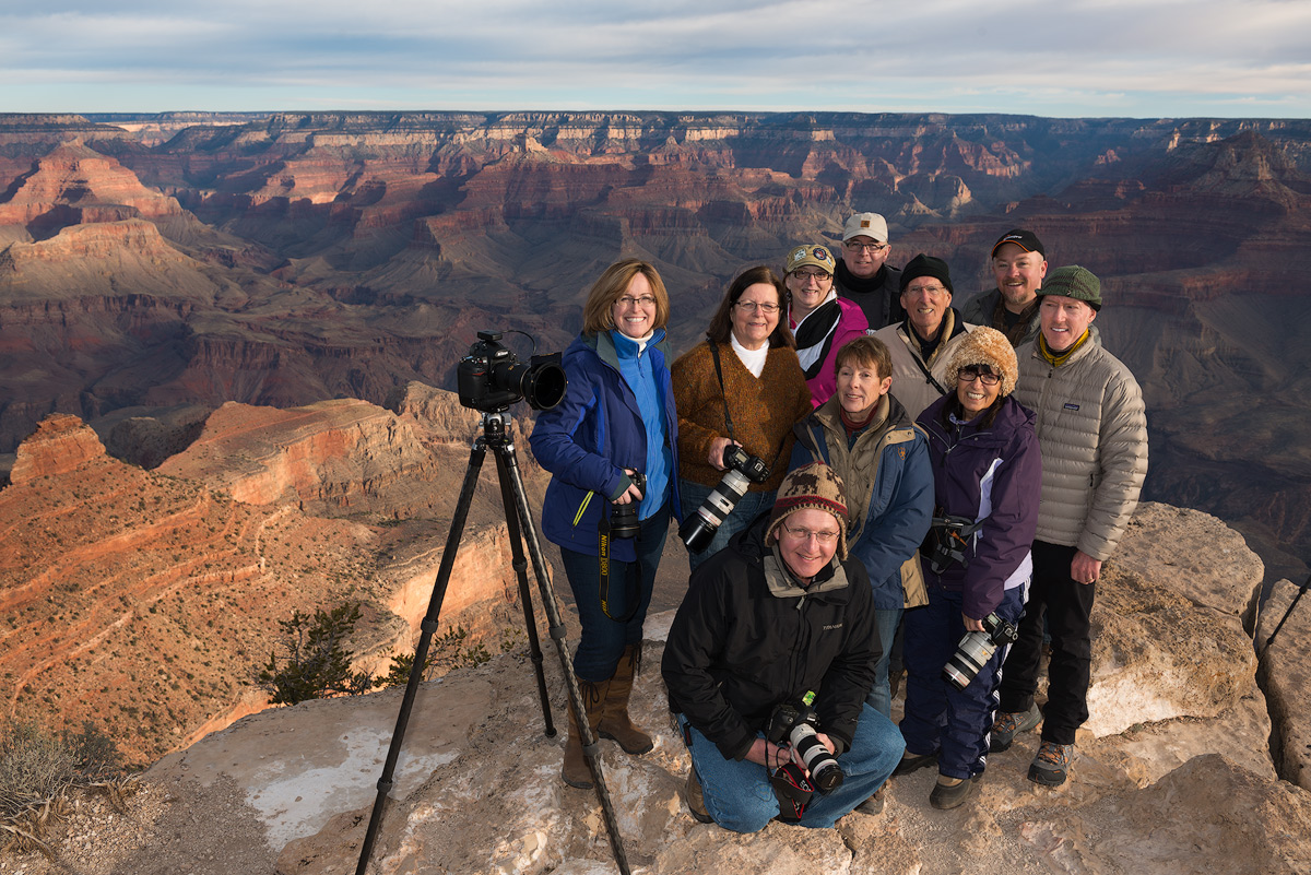 A photography workshop group at the Grand Canyon.