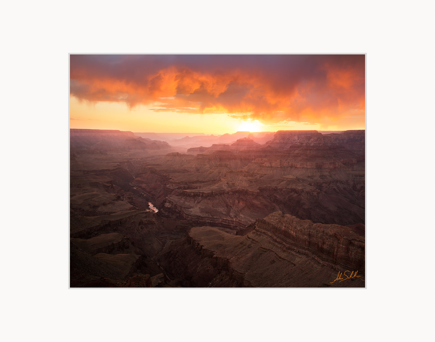 Ragged Light Sunset light illuminates ragged clouds drifting across the Grand Canyon. From Lipan Point on the South Rim. 8x10 inch print matted...
